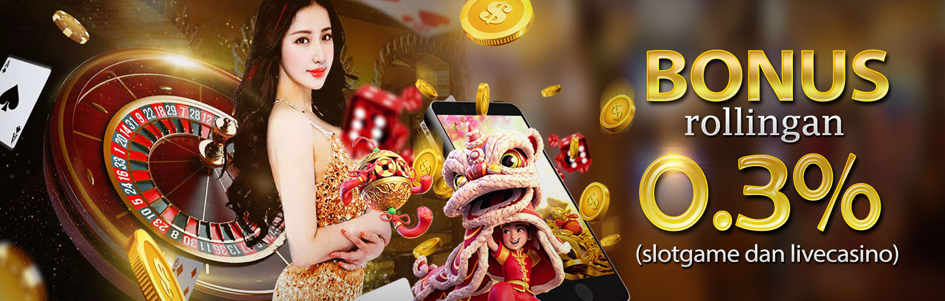 Bonus Rollingan 03% slotgame dan livecasino